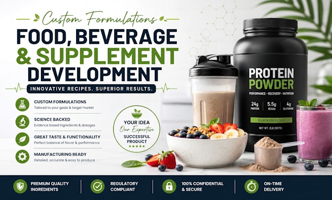 formulate protein bars, recipe development, beverage and supplement