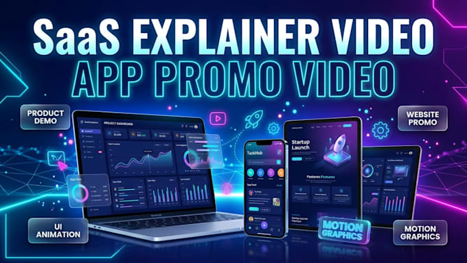 create saas explainer video, app promo, product demo  website promo video