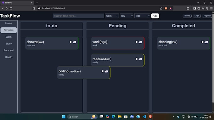 build a modern react task management web app