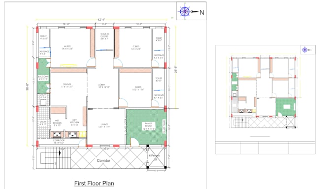 do architectural autocad floor plan with accurate dimensions