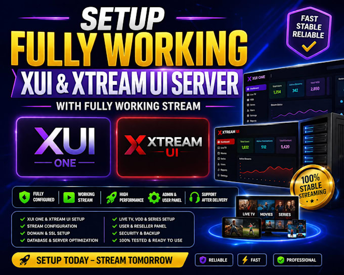 setup fully working xui and xtream ui server with fully working stream