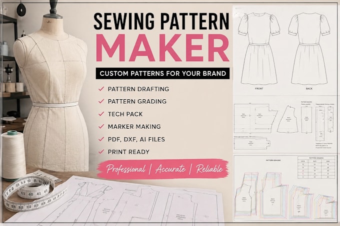 be clothing sewing pattern maker, pattern design pattern grading and instruction