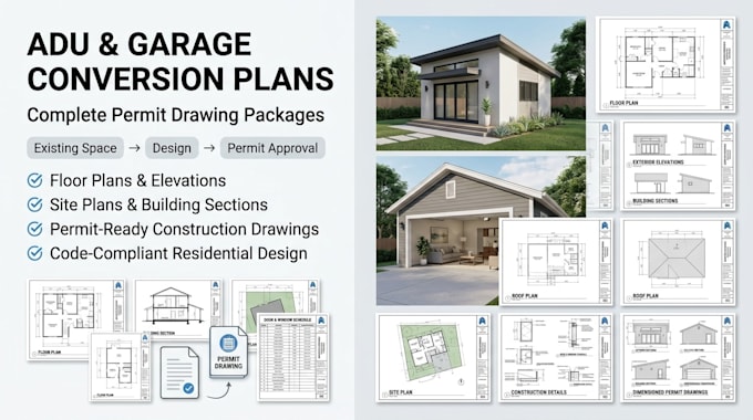 prepare complete adu and garage conversion permit drawing packages