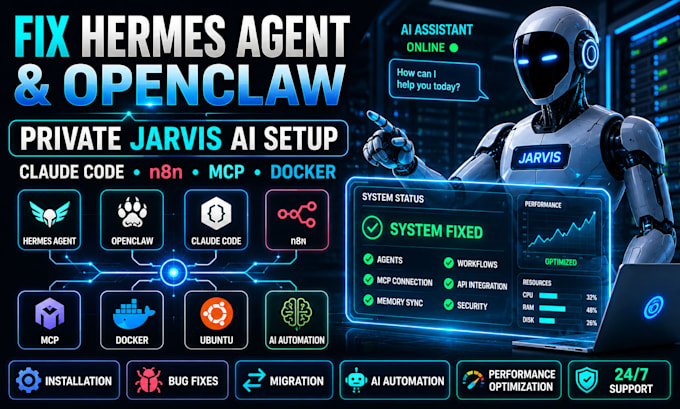 fix hermes agent openclaw setup private jarvis ai assistant n8n claude code