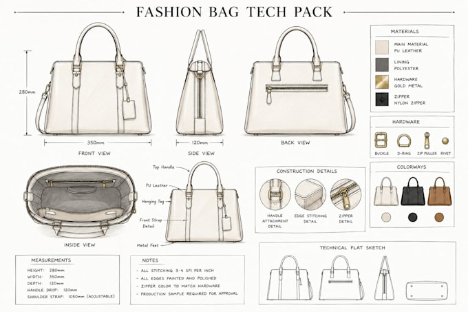 desing handbag, backpack,tote bag luggage tech pack for manufacturing