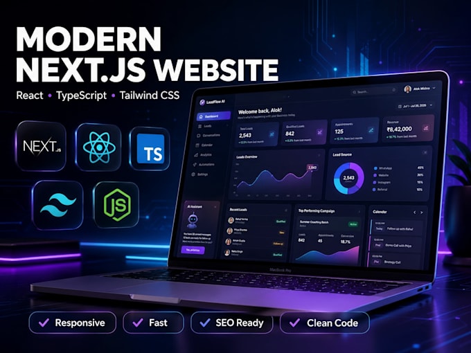build a modern next js website with react and tailwind CSS