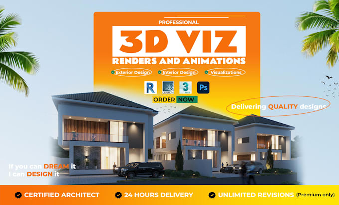 do exterior and interior design, create realistic 3d rendering and 3d models