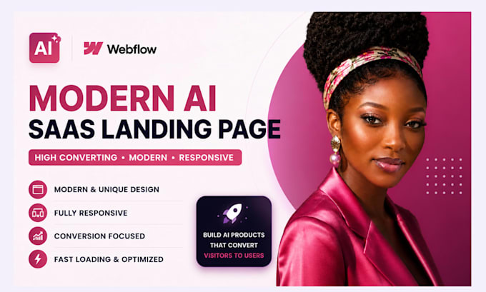 develop modern saas landing page, webflow website, webflow redesign, webflow