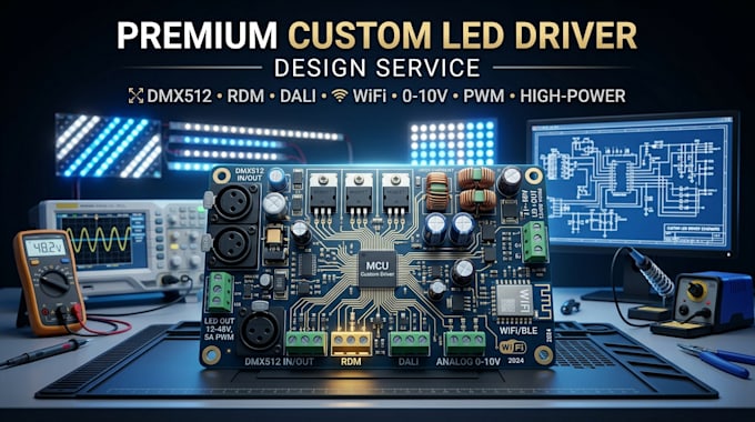 design a complete led driver with dmx rdm dali analog wifi interface