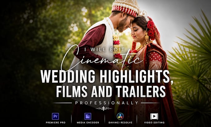 edit cinematic wedding highlights, films and trailers professionally