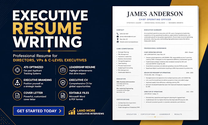 write an executive resume for directors, vps, and c level executives