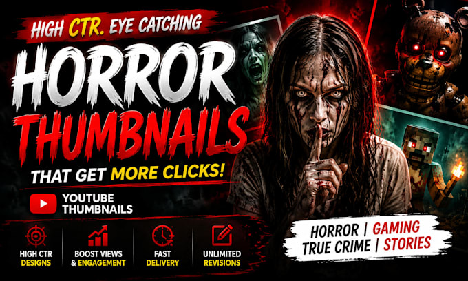 design high CTR horror scary gaming youtube thumbnails horror