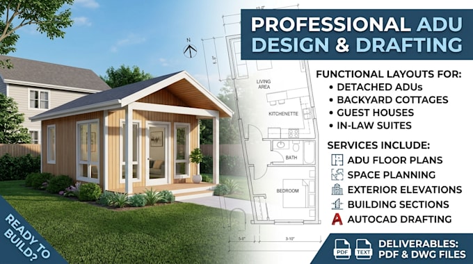 design adu plans accessory dwelling unit floor plan autocad drawing