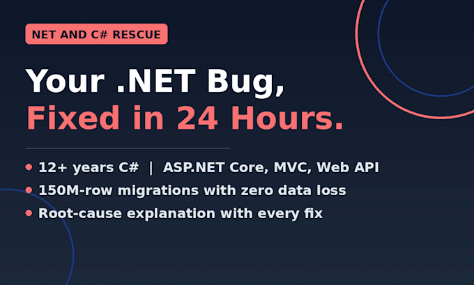 fix bugs in your asp net, dotnet core, or c sharp app within 24 hours