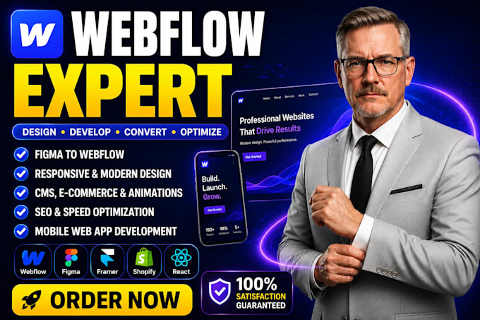 develop or design webflow website mobile web app figma to webflow webflow expert
