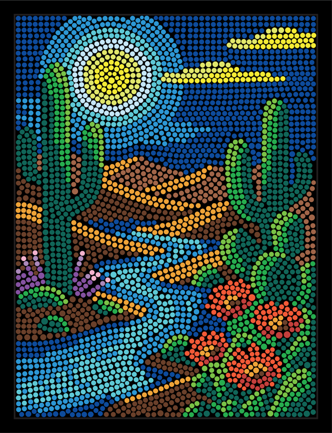 draw a unique pointillism dot art illustration