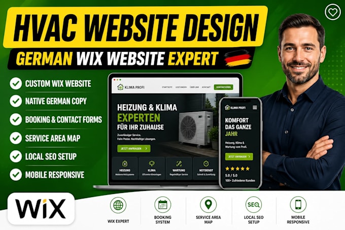 build a german wix hvac website with local seo and booking