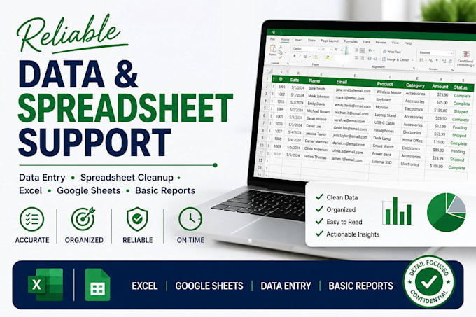 provide professional data and spreadsheet support