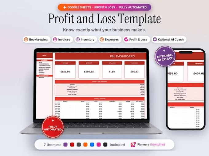 create balance sheet, cash flow, profit and loss spreadsheet in google sheets
