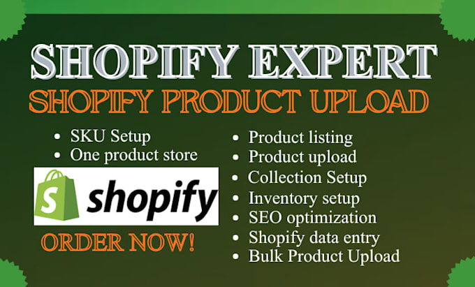 do shopify product upload, product listing, SEO optimization and inventory setup