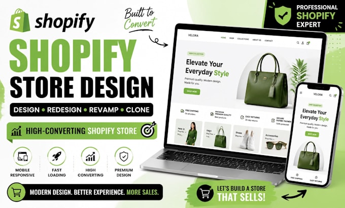 design, redesign, revamp or clone a high converting shopify store