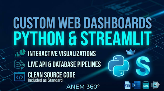 build custom python streamlit web app and dashboard