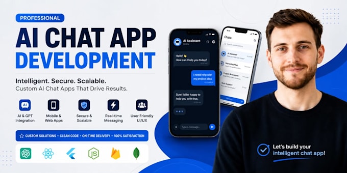do ai mobile app development for android app ios app with chatbot using flutter
