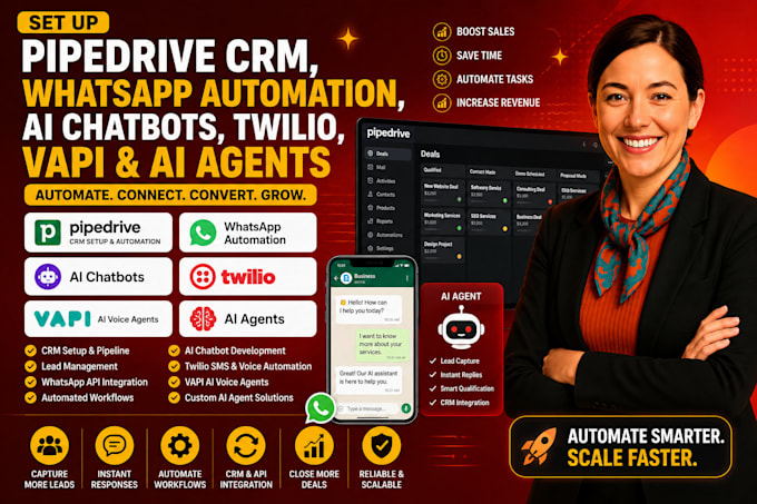 pipedrive CRM whatsapp automation ai chatbot twilio vapi ai agent business api
