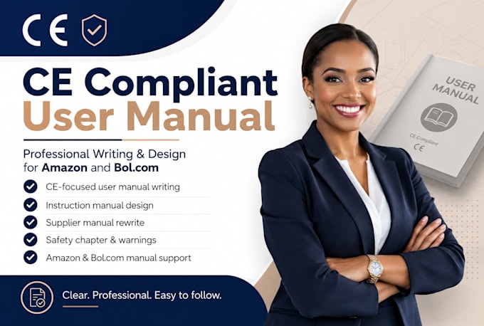 write and design a ce compliant user manual for amazon and bol com