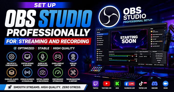 set up obs studio professionally for streaming and recording