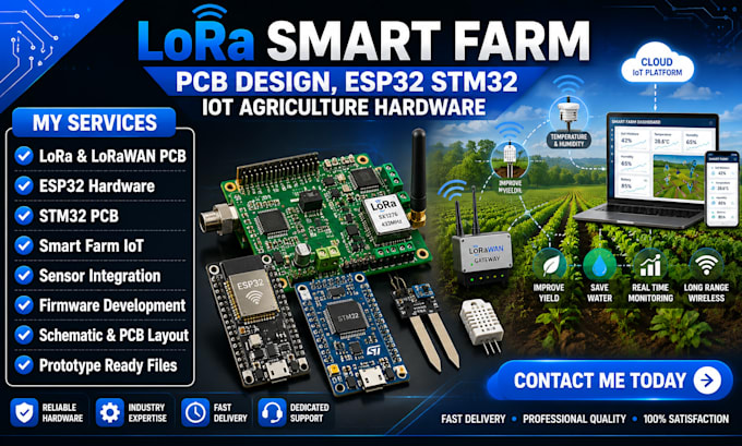 do lora smart farm pcb design, esp32 stm32 iot agriculture hardware
