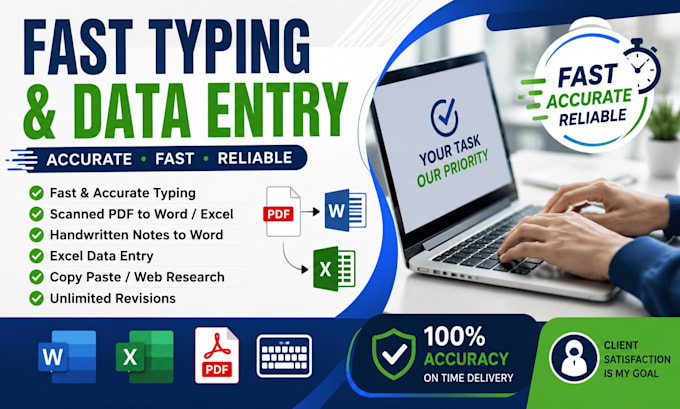do accurate copy typing and data ent