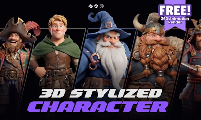 model a stylized fantasy 3d character, game ready and rigged, in blender
