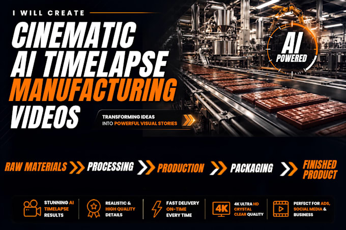 create cinematic product manufacturing timelapse videos for your project