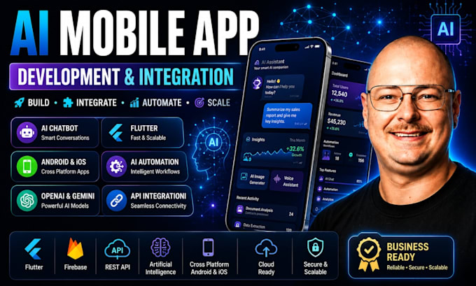 develop ai mobile app, ai chatbot, flutter ai app and ai integration