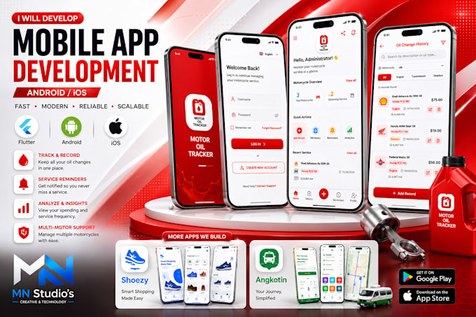 develop flutter mobile app for android and ios