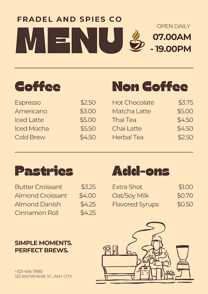 edit your coffee or restaurant menu