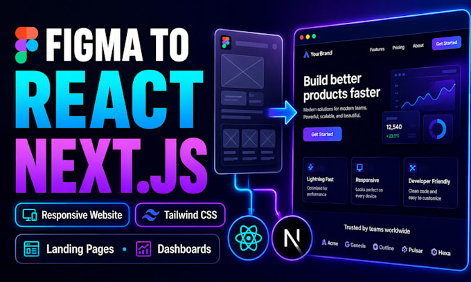 build react next js frontend from figma with tailwind CSS