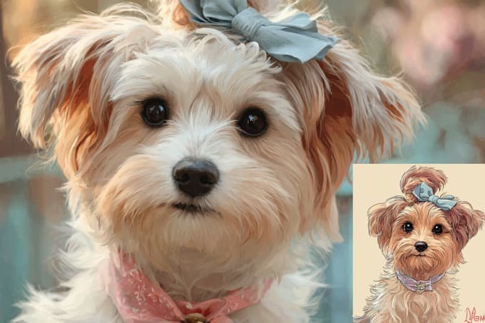illustrate a pet portrait with disney style