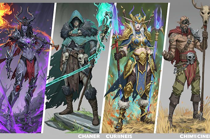 create original fantasy character concept art and design