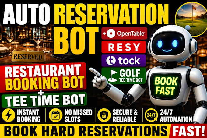 do restaurant auto reservation bot booking bot opentable bot, resy bot tocks bot