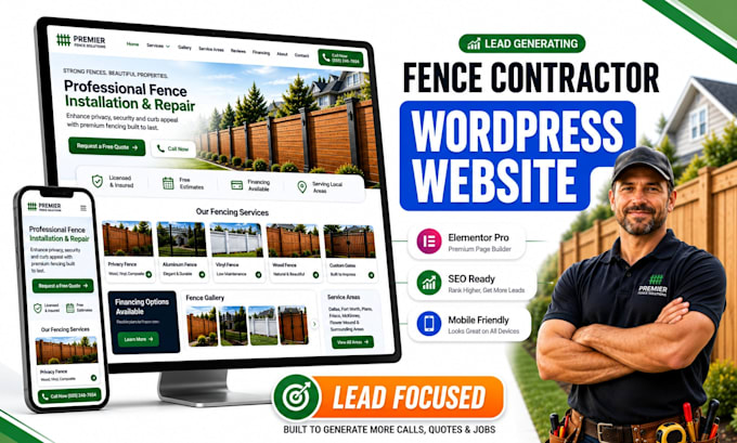 lead generating fence contractor wordpress website