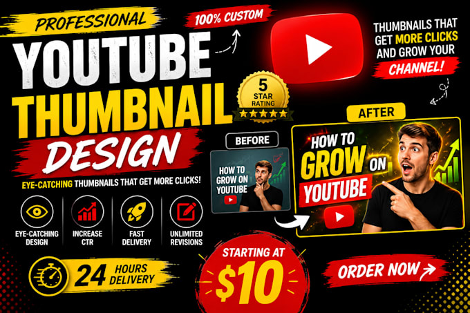 design eye catching youtube thumbnail for high CTR
