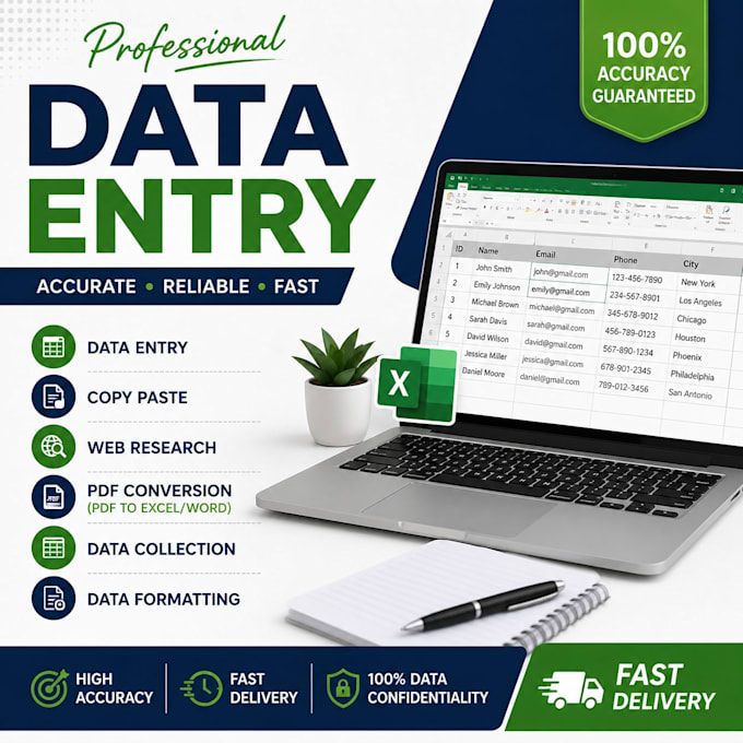 accurate data entry, excel, copy paste and pdf conversion