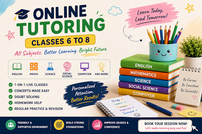 tutor all subjects for classes 6 to 8 online