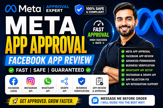 get meta app approval, facebook app review and whatsapp API setup