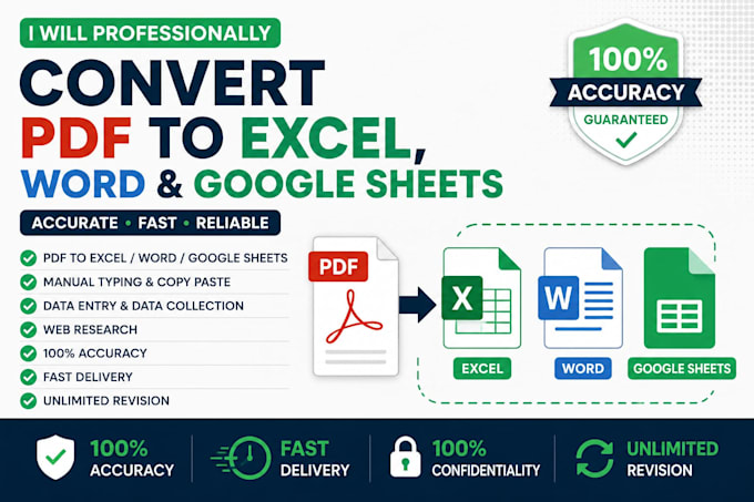 convert PDF to excel , word , and google sheet accurately