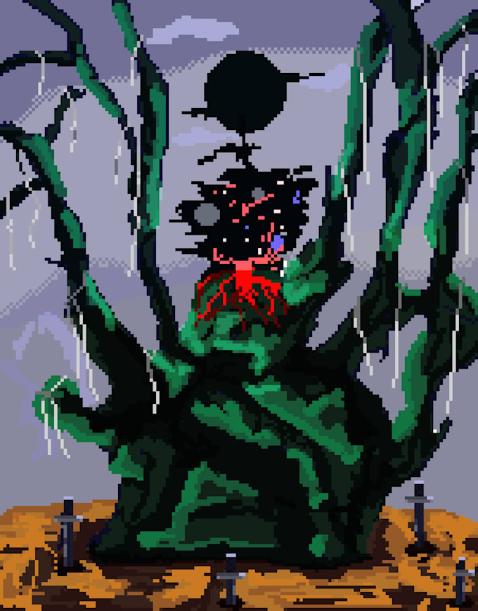 draw pixel art scene and background