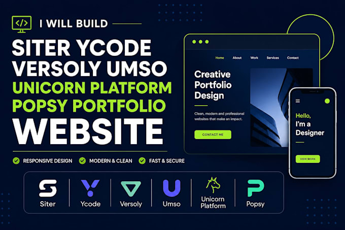 build siter ycode versoly umso unicorn platform popsy portfolio website