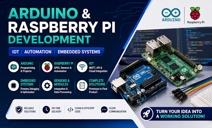 develop arduino raspberry pi iot projects and embedded systems